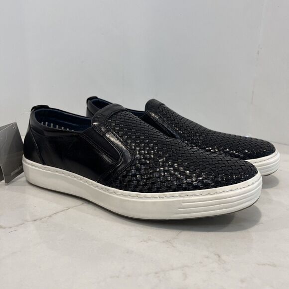 Spring Step Mens Sz 41 8 8.5 DANIELO Slip On Sneaker Loafer Black Weave Leather - Picture 1 of 14